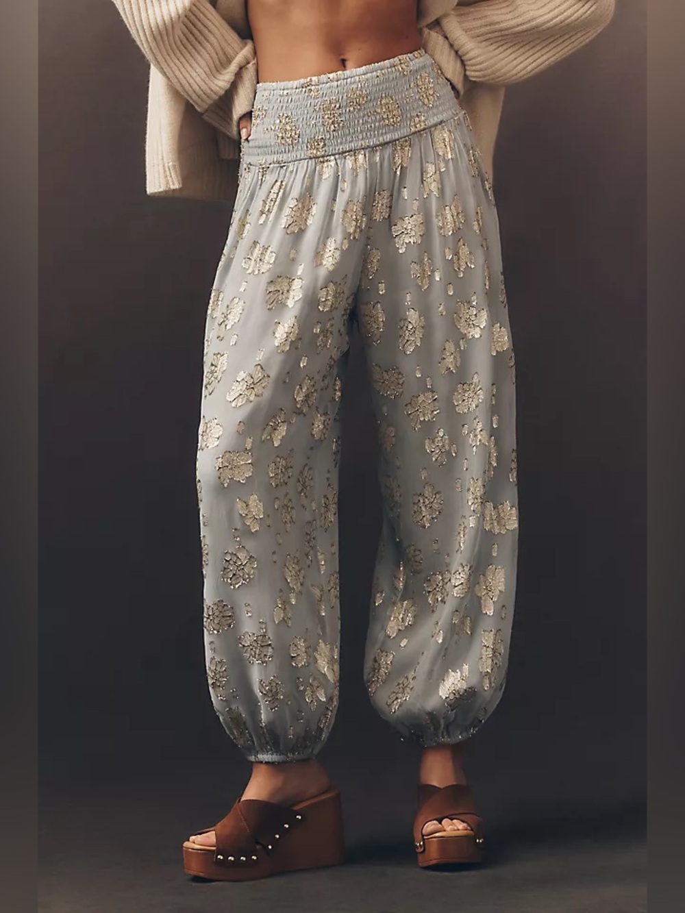 Anthropologie Deco Metallic Balloon Pants